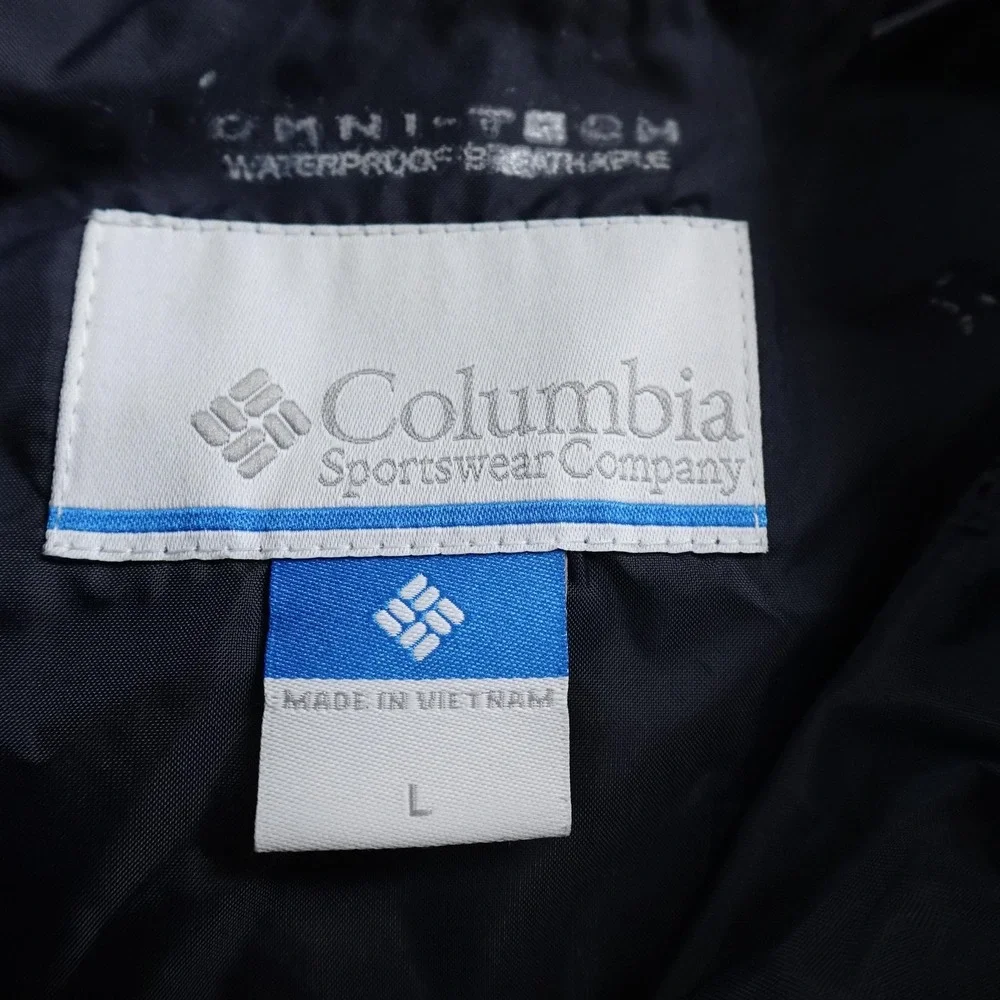 Columbia Jacket Womens L Blue Omni Tech Hooded Waterproof Coat‎ Outdoor Hiking